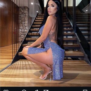 Elegant Blue Backless Dress